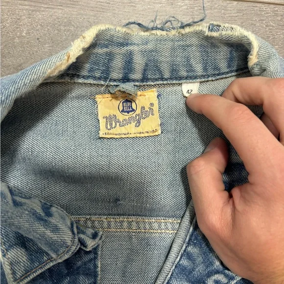 WRANGLER Blue Bell 1950s 8MZ Denim Zip-Up Vintage Blue Jacket Size 42